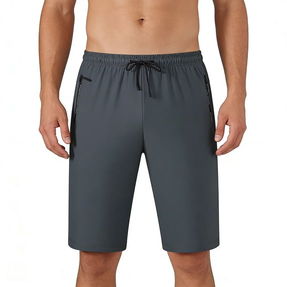 Cmfcve Athletic Running Shorts for Men 9" Lightweight Quick Dry Drawstring Gym Shorts with Zipper Pockets