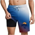 thumbnail image 1 of Cmfcve Athletic Shorts for Men Summer Elastic Waist Gym Shorts Print Holiday Beach Shorts with Pockets, 1 of 5