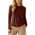 thumbnail image 1 of Cmfcve Basic T-Shirts for Women Long Sleeve Fall Tops Fashion Casual Loose Fit Blouses, 1 of 9