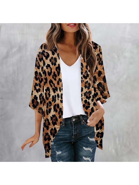 Beach Cover Ups for Women 3/4 Sleeve Summer Cardigans Open Front Casual Loose Fit Blouses