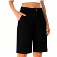 thumbnail image 1 of Cmfcve Bermuda Shorts for Women Knee Length High Waisted Summer Dressy Casual Chino Shorts, 1 of 6