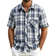thumbnail image 1 of Cmfcve Big & Tall Classic Plaid Button Down Shirts for Men Casual Short Sleeve Work T Shirts, 1 of 5