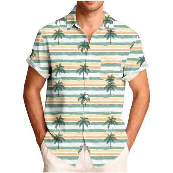 Cmfcve Big & Tall Hawaiian Shirt for Men Short Sleeve Beach Vacation Aloha Button Down Shirt Fashion Casual Summer Tops for Men