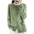 thumbnail image 1 of Cmfcve Button Down Cardigan Sweater for Women Lightweight Open Front Sweaters Casual Long Sleeve Knit Tops with Pockets, 1 of 5
