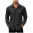 thumbnail image 1 of Cmfcve Button Down Shirts for Men Long Sleeve Solid Office Work Tops Lapel Collar Casual Loose Fit Classic Shirts, 1 of 7