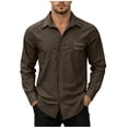 thumbnail image 1 of Cmfcve Button Down Shirts for Men Long Sleeve Solid Office Work Tops Lapel Collar Casual Loose Fit Classic Shirts, 1 of 7