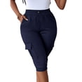 thumbnail image 1 of Cmfcve Cargo Capri Pants for Women Plus Size Elastic Drawstring Waist Dressy Summer Pants, 1 of 8
