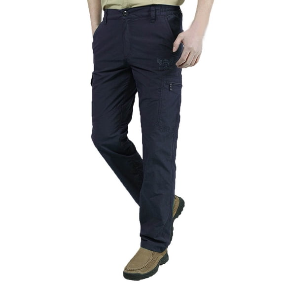Cmfcve Cargo Pants for Men Oversize Elastic Waist Straight Hiking Pants Versatile Leisure Long Sweatpants with Pockets