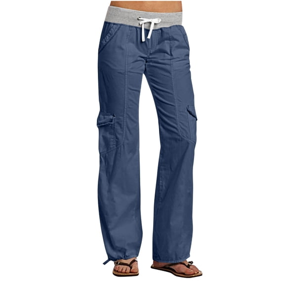 Cmfcve Cargo Pants for Women Solid Color Casual Outdoor Work Pants Straight Travel Camping Sweatpants with Pockets