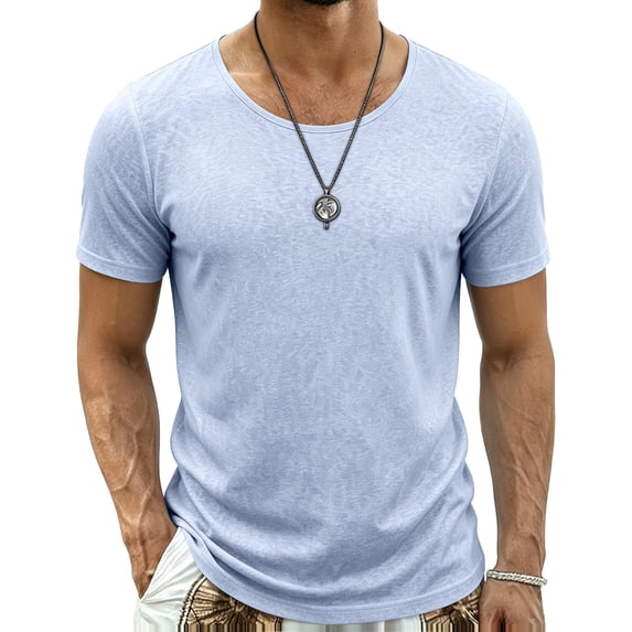 Cmfcve Crew Neck T Shirt for Men Casual Short Sleeve Tee Soft Comfortable Solid Color Basic Summer Tops
