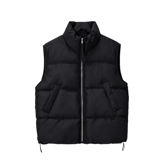 Cmfcve Crop Winter Vest for Women Lightweight Sleeveless Warm Puffer Vest Casual Solid Color Padded Gilet Outerwear