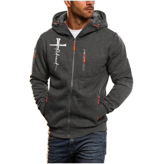 Cmfcve Cross Graphic Hoodies for Men Casual Long Sleeve Hooded Jackets Fall Lightweight Sweatshirts Outerwear