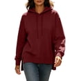thumbnail image 1 of Cmfcve Fall Pullover Hoodies for Women Side Slit Casual Drawstring Hooded Sweatshirts Long Sleeve Tunic Shirts, 1 of 9