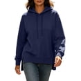 thumbnail image 1 of Cmfcve Fall Pullover Hoodies for Women Side Slit Casual Drawstring Hooded Sweatshirts Long Sleeve Tunic Shirts, 1 of 9