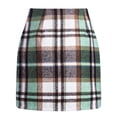 thumbnail image 1 of Cmfcve Fall Winter Plaid Mini Skirt for Women High Waist Bodycon Pencil Skirt Fashion Side Zipper Casual Wool Blend Skirt, 1 of 6