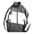 thumbnail image 1 of Cmfcve Fashion Zip up Jackets for Men Color Block Long Sleeve Baseball Jacket Mock Neck Casual Outdoor Windbreaker, 1 of 6