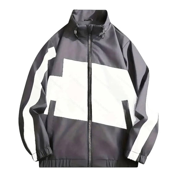 Cmfcve Fashion Zip up Jackets for Men Color Block Long Sleeve Baseball Jacket Mock Neck Casual Outdoor Windbreaker