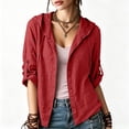 thumbnail image 1 of Cmfcve Gauze Hoodie Shirts for Women Sun Protection Beach Cover Ups Lightweight Long Sleeve Button Down Blouses, 1 of 9