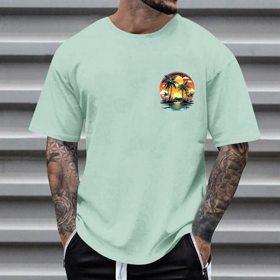 Cmfcve Graphic T-Shirt for Men Short Sleeve Round Neck Sports T-shirt Versatile Breathable Outdoor Shirt