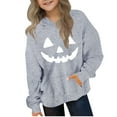 thumbnail image 1 of Cmfcve Halloween Hoodie Graphic Top for Big Kids Boys & Girls Oversized Activewear Hooded Sweatshirt Solid Color Long Sleeve Fall Winter Outerwear Pullover, 1 of 5