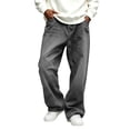 thumbnail image 1 of Cmfcve Hip Hop Baggy Jeans for Men Casual Wide Leg Denim Pants, 1 of 8