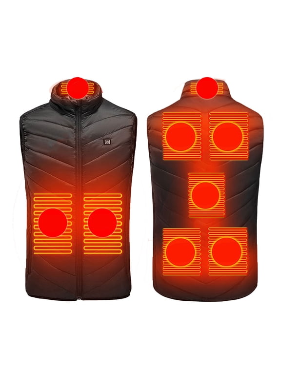 Lightweight Battery Heated Vest for Men's & Women's Nine-Zone Three-Level Electric Heated Coat Plus Size Temperature Control Puffer Jacket