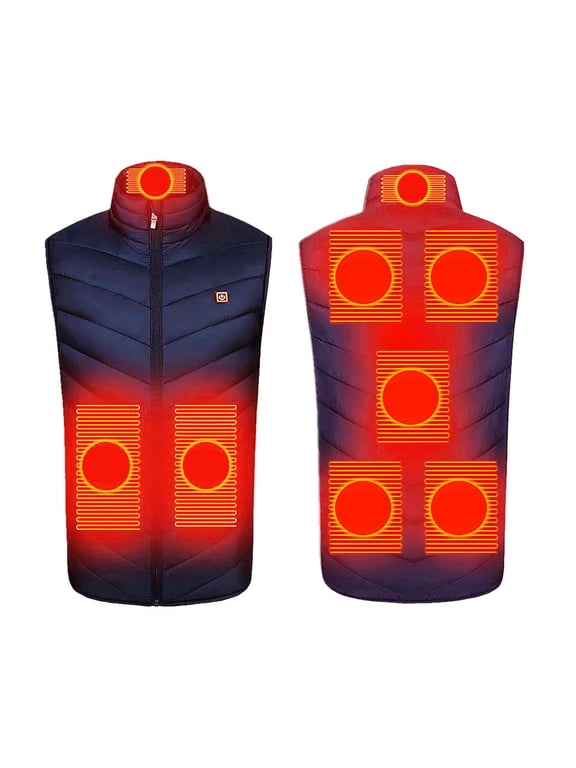 Lightweight Battery Heated Vest for Men's & Women's Nine-Zone Three-Level Electric Heated Coat Plus Size Temperature Control Puffer Jacket