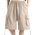 thumbnail image 1 of Cmfcve Long Cargo Shorts for Men Below Knee Length Elastic Waist Drawstring 3/4 Pants with Multi Pocket, 1 of 7
