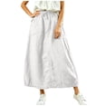 thumbnail image 1 of Cmfcve Long Gauze Skirts for Women Ankle-Length Cotton Linen A-Line Skirt Elastic Drawstring Waist Oversized Maxi Skirt, 1 of 8