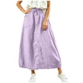 thumbnail image 1 of Cmfcve Long Gauze Skirts for Women Ankle-Length Cotton Linen A-Line Skirt Elastic Drawstring Waist Oversized Maxi Skirt, 1 of 8