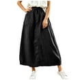 thumbnail image 1 of Cmfcve Long Gauze Skirts for Women Ankle-Length Cotton Linen A-Line Skirt Elastic Drawstring Waist Oversized Maxi Skirt, 1 of 8