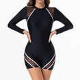 thumbnail image 1 of Cmfcve Long Sleeve Rash Guard for Women One Piece Boyleg Swimsuit Zipper Surfing Bathing Suit, 1 of 9