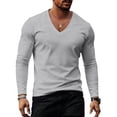 thumbnail image 1 of Cmfcve Long Sleeve v Neck T-Shirt for Men Breathable Pullover Athletic Running Tops Casual Soft Fall Layering Shirts, 1 of 5