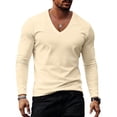 thumbnail image 1 of Cmfcve Long Sleeve v Neck T-Shirt for Men Breathable Pullover Athletic Running Tops Casual Soft Fall Layering Shirts, 1 of 5