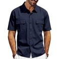 thumbnail image 1 of Cmfcve Loose Fit Midweight Shirt for Men Button Down Short Sleeve Shirt Work Shirts with Two Pockets, 1 of 8