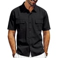 thumbnail image 1 of Cmfcve Loose Fit Midweight Shirt for Men Button Down Short Sleeve Shirt Work Shirts with Two Pockets, 1 of 8