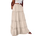 thumbnail image 1 of Cmfcve Maxi Skirt for Women High Waist Ankle‑Length Boho Long Skirt Fall Casual Fashion Eyelet Tiered Ruffle A-Line Skirt with Pockets, 1 of 8