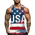 thumbnail image 1 of Cmfcve Men's 4th of July Tank Top Printed Round Neck Sleeveless Tees Summer Breathable Gym Tank Top, 1 of 5