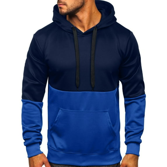 Cmfcve Men's Athletic Sweatshirts Color Block Printed Streetwear Pullover Hoodies Long Sleeve Round Neck Hooded Work Jacket Top