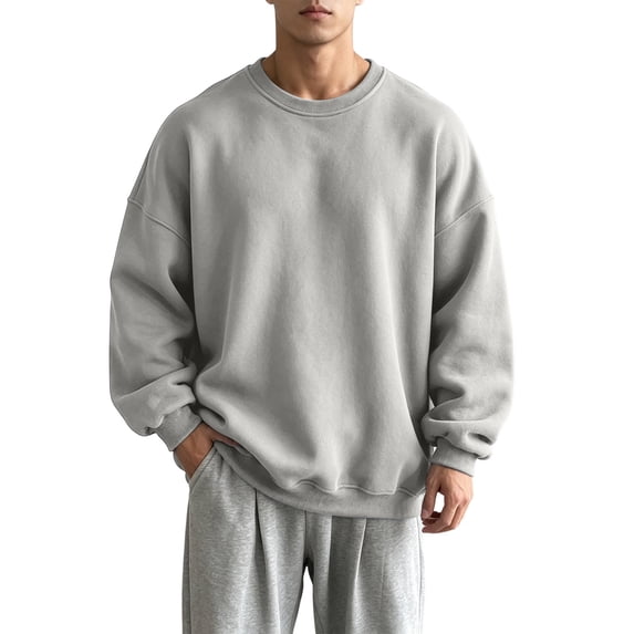 Cmfcve Men's & Big Men's Pullover Sweatshirt Drop Shoulder Long Sleeve Crew Neck Shirts Fashion Casual Fall Tops