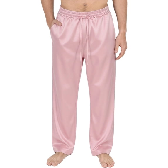 Cmfcve Men's Big and Tall Satin Lounge Pants Shiny Breathable Casual Oversized Party Trousers