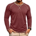thumbnail image 1 of Cmfcve Men's Crew Neck Raglan Long Sleeve Tops Casual Loose Fit Athletic T-Shirt Fall Workout Running Pullover Shirts, 1 of 7