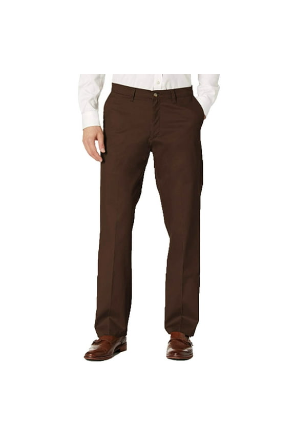 Men's Brown Dress Pants Straight Button Office Work Suit Pants Loose Fit Business Casual Pant with Pockets