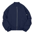 thumbnail image 1 of Cmfcve Men's Fall Solid Jacket Long Sleeve Zip up Bomber Jacket Loose Fit Casual No Hood Outerwear Jackets, 1 of 8