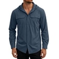 thumbnail image 1 of Cmfcve Men's Hooded Shirts Quick Dry Long Sleeve Button Down Hiking Fishing Shirt Sun Protection Quick Dry Outdoor Tops with Pockets, 1 of 6