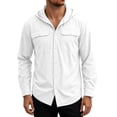 thumbnail image 1 of Cmfcve Men's Hooded Shirts Quick Dry Long Sleeve Button Down Hiking Fishing Shirt Sun Protection Quick Dry Outdoor Tops with Pockets, 1 of 6