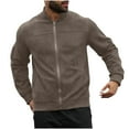 thumbnail image 1 of Cmfcve Men's Lightweight Sweatshirt Jacket Solid Color Long Sleeve Hoodless Running Coat Zipper Business Casual Cardigan, 1 of 8