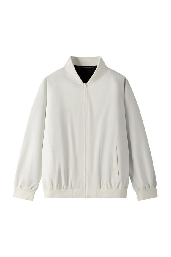 Men's Outdoor Jacket Big & Tall Zipper Stand Collar Sports Coat Long Sleeve Hoodless Sweatshirt Cardigan