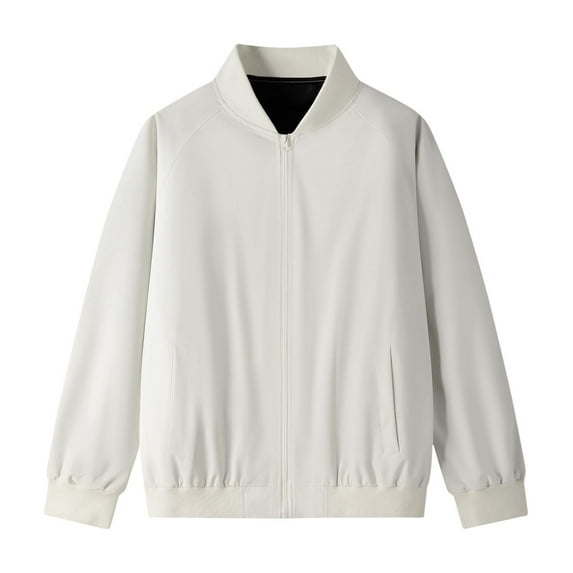 Cmfcve Men's Outdoor Jacket Big & Tall Zipper Stand Collar Sports Coat Long Sleeve Hoodless Sweatshirt Cardigan