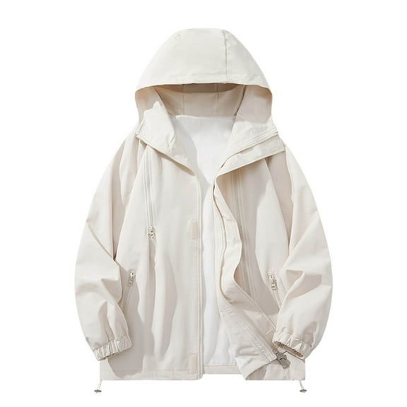 Cmfcve Men's Outdoor Windbreaker Jacket Windproof Waterproof Long Sleeve Hooded Workwear Cardigan Big & Tall Zip Up Hood Hiking Coat